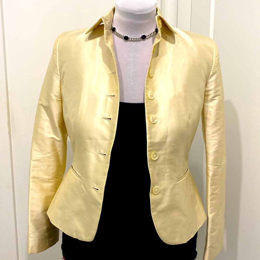 Ralph Lauren 💯% Silk Champagne Blazer / Jacket |Size 6 - Picture 3 of 12